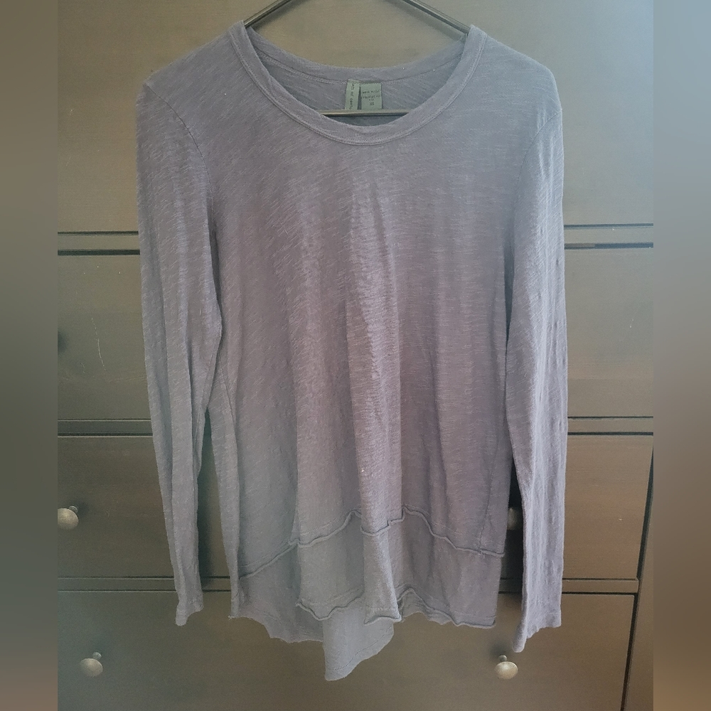 Left of Center by Anthropologie  Asymmetrical Long Sleeve Blue Shirt Size XS